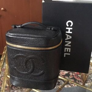 Chanel authentic leather bag cosmetics or handba